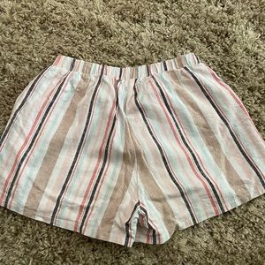 Striped linen shorts